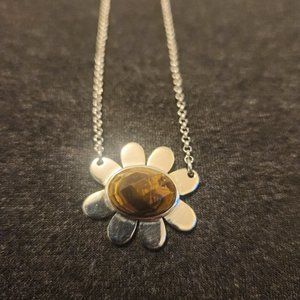 Hespera Silver/Pietersite Daisy Necklace